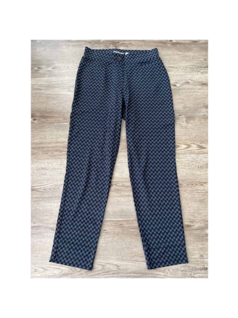 Betabrand Dress Pant Yoga Pants Womens M Petite Navy Houndstooth Ponte Stretch